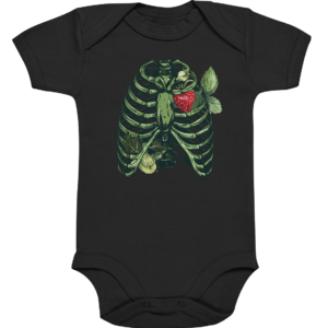 Rippen mit Erdbeerenherz Babybody  - Organic Baby Bodysuite